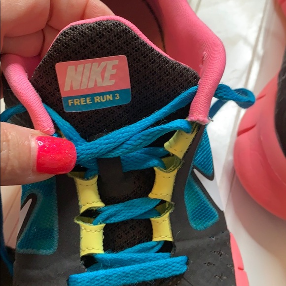 Nike Free Run 3 Black Pink Blue Sz 7. NK0246 - Picture 6 of 8